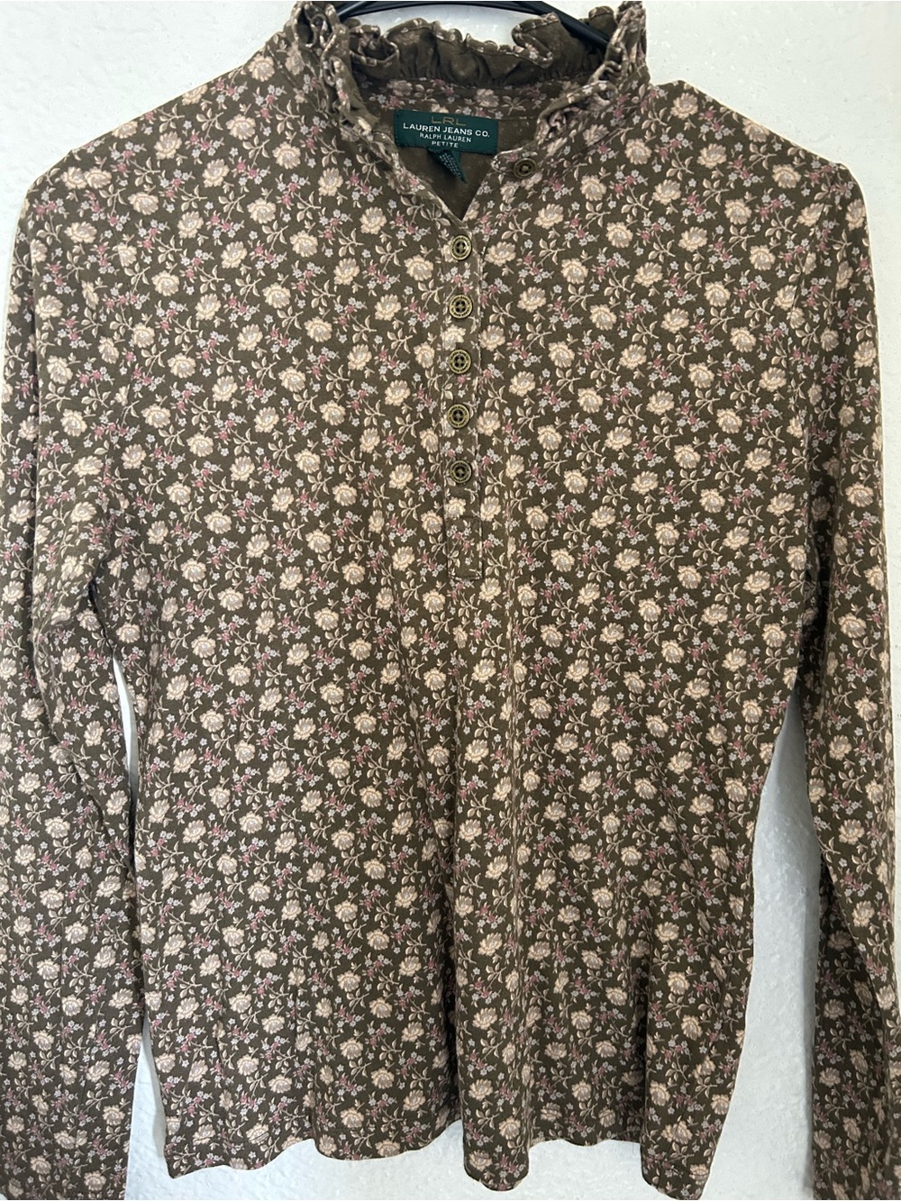 Ralph Lauren Brown Floral Long-Sleeve Henley